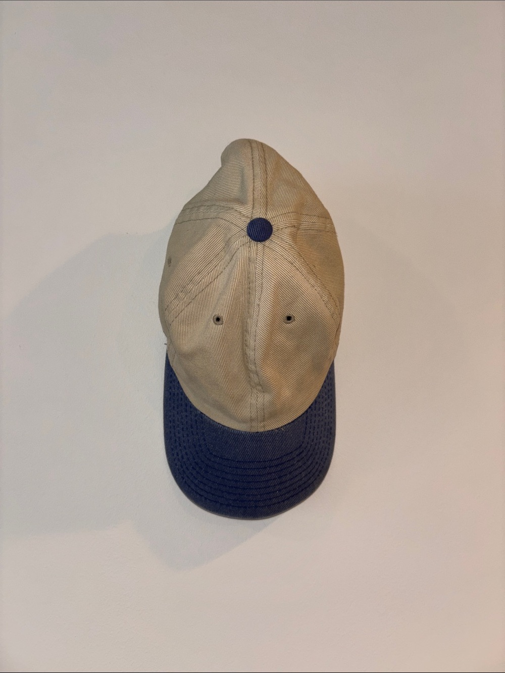 Two-Tone Tan and Navy Baseball Cap